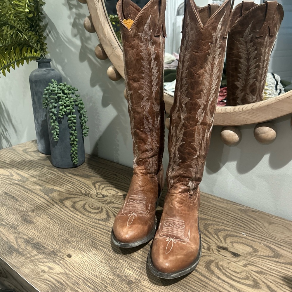 Tobacco Knee High Old Gringo Boots Mayra Sz 7 B Retail $590